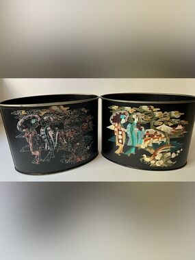 VintageAsian-Style Paint by numbers Tin Canisters with Colorful Geisha Motif